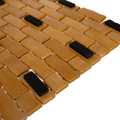 Halkfri bambumatte 80×50 cm – vanntett bade- og dusjmatte i naturlig finish