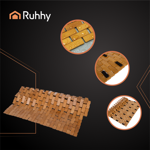 Halkfri bambumatte 80×50 cm – vanntett bade- og dusjmatte i naturlig finish