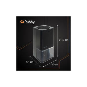 Kompakt luftavfukter 1400 ml i svart med LED-lys, timerfunksjon & auto-off – 17 × 17 × 31,5 cm