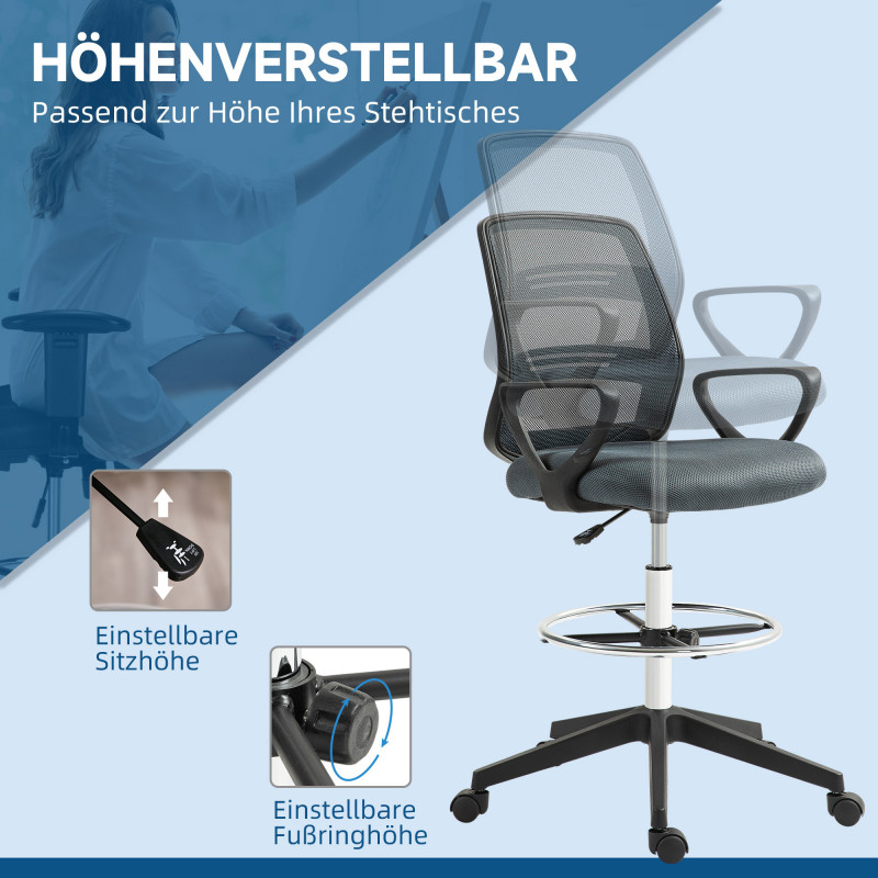 Kontorstol med justerbar fothviler og nettrygg – ergonomisk design - Bilde 5