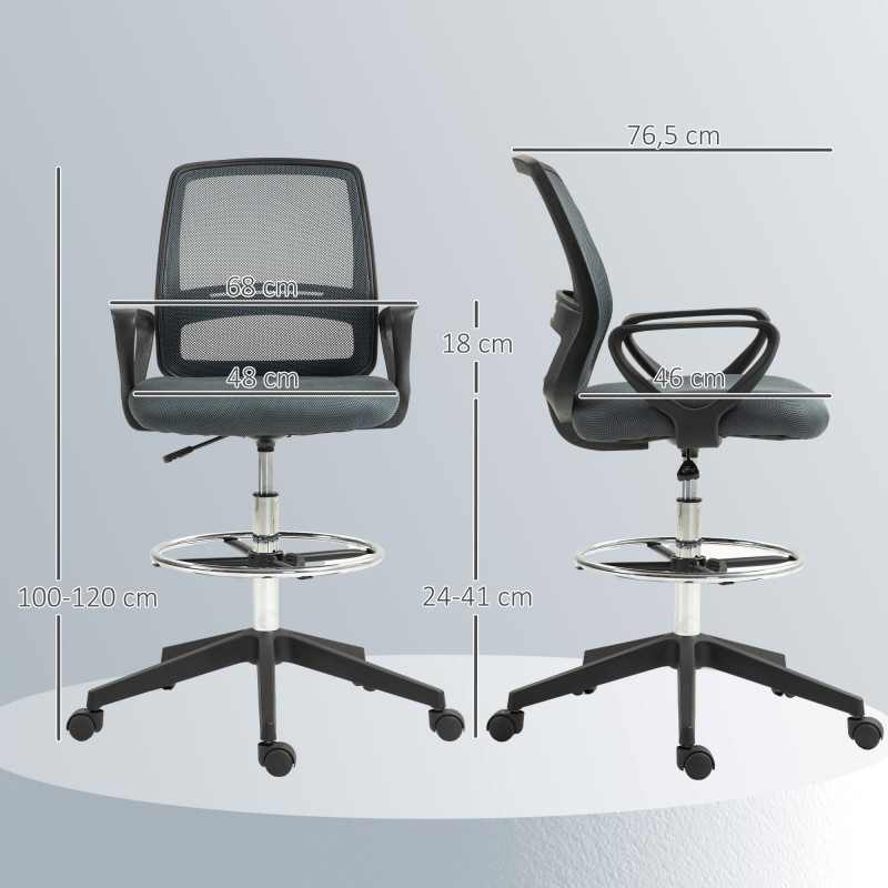 Kontorstol med justerbar fothviler og nettrygg – ergonomisk design - Bilde 8