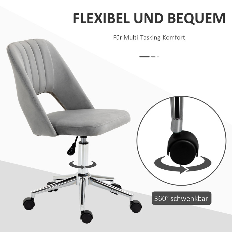 Kontorstol uten armlener – grå fløyel og moderne design - Bilde 5