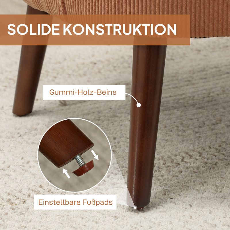 Lenestol i Manchester-stil oransje med vingerygg og treben – moderne design - Bilde 4