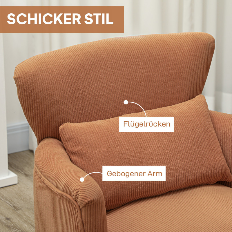 Lenestol i Manchester-stil oransje med vingerygg og treben – moderne design - Bilde 5