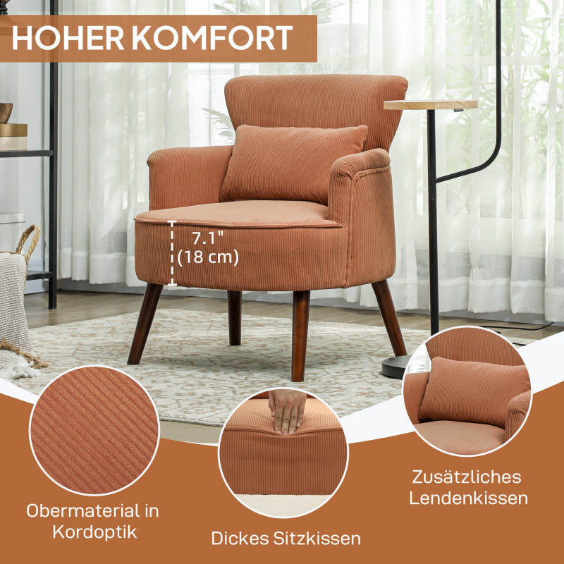 Lenestol i Manchester-stil oransje med vingerygg og treben – moderne design - Bilde 6