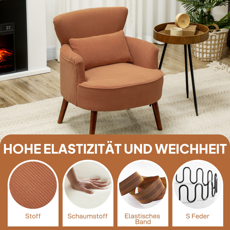 Lenestol i Manchester-stil oransje med vingerygg og treben – moderne design - Bilde 7