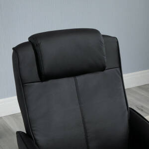 Alternative view of Lenestol med fotskammel – svart skinn, liggefunksjon og moderne design