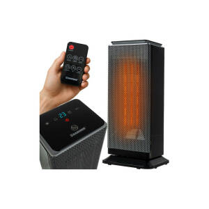 LUMNI 2.0 Keramisk PTC-Varmer 2000W i svart med termostat, timer, fjernkontroll og oscillasjon – 42 × 19 × 17 cm