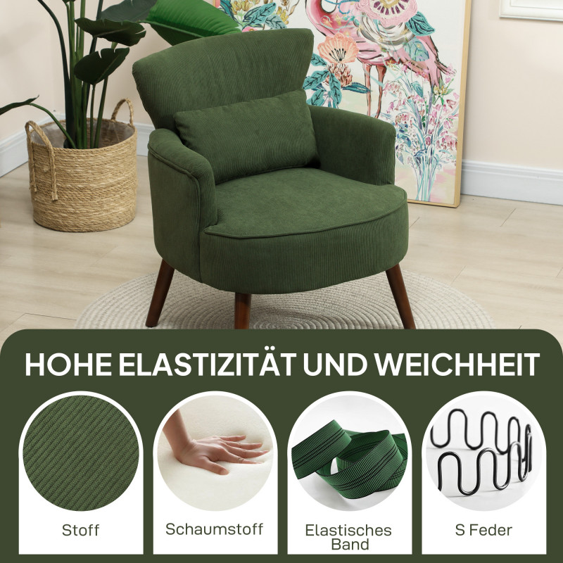 Moderne lenestol i grønn Manchester med vingerygg og treben - Bilde 7