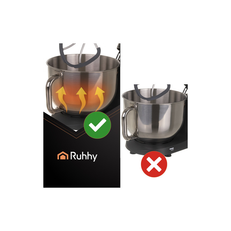 Multifunksjonell planetarisk kjøkkenmaskin 6,2 L svart – 2000 W, oppvarmet bolle, blender 1,5 L & tilbehør