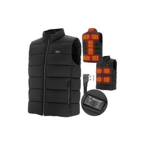 Oppvarmet unisex-vest M med 11 varmesoner, USB-drift og 3 justerbare varmenivåer
