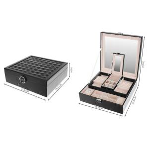 Elegant låsbart smykkeskrin – bærbar organizer med rom for smykker og klokker