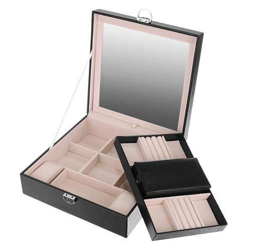 Elegant låsbart smykkeskrin – bærbar organizer med rom for smykker og klokker