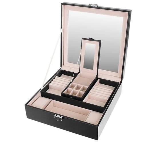 Elegant låsbart smykkeskrin – bærbar organizer med rom for smykker og klokker