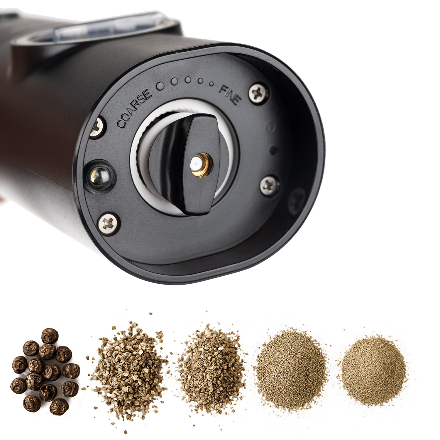 Elektriske salt- og pepperkverner 2-pakning – LED-lys og trinnløs malingsinnstilling