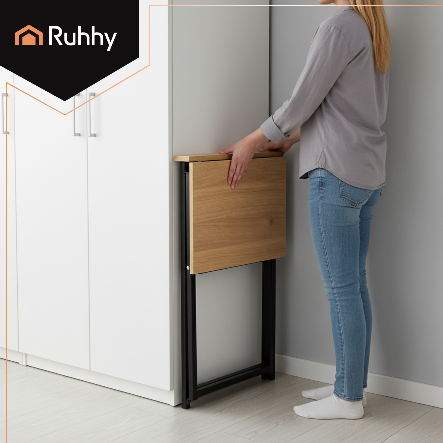 Plassbesparende sammenleggbart skrivebord i industriell design – 80 × 74,5 × 40 cm