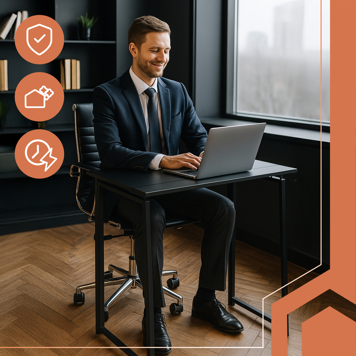 Sammenleggbart skrivebord i industriell design – kompakt modell 80 × 74,5 × 40 cm