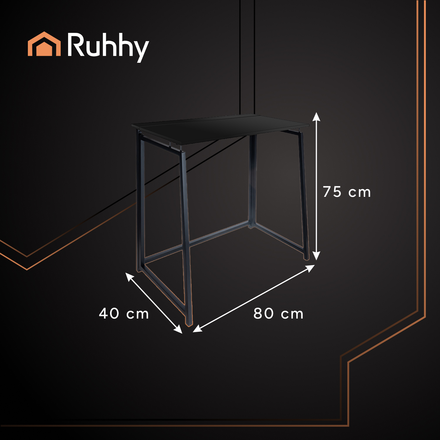 Sammenleggbart skrivebord i industriell design – kompakt modell 80 × 74,5 × 40 cm