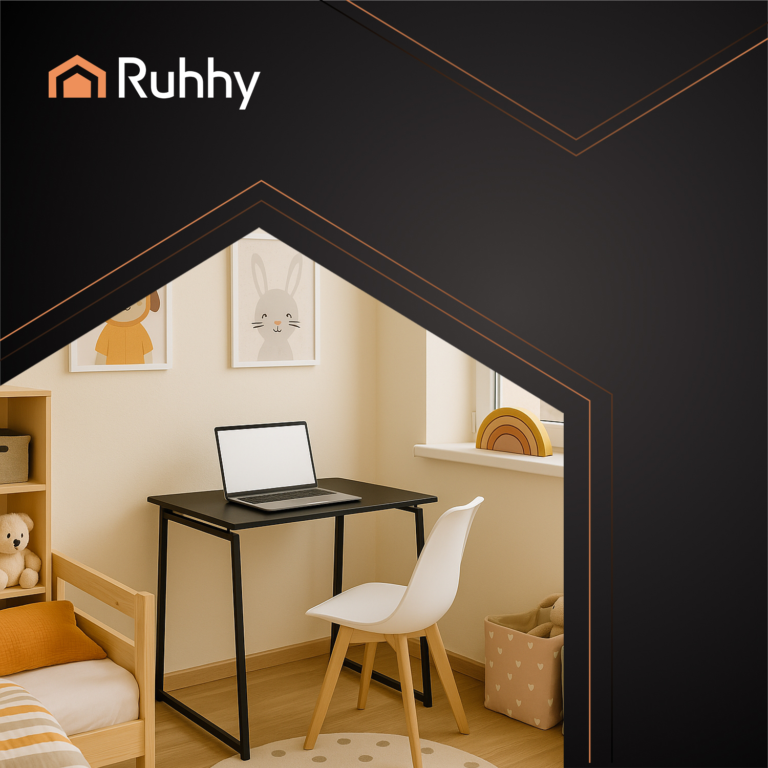 Sammenleggbart skrivebord i industriell design – kompakt modell 80 × 74,5 × 40 cm