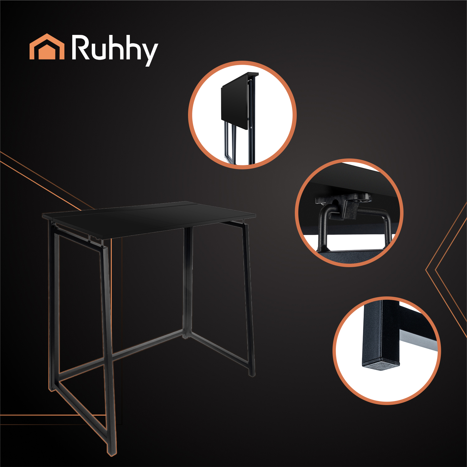 Sammenleggbart skrivebord i industriell design – kompakt modell 80 × 74,5 × 40 cm