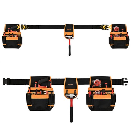 Multifunksjonelt verktøybelte med 22 lommer, løkker og hammerholder