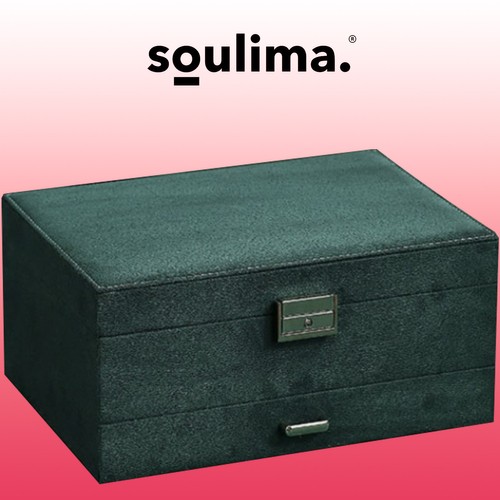 Grønn smykkeskrin – 24,5 × 18 × 11,5 cm