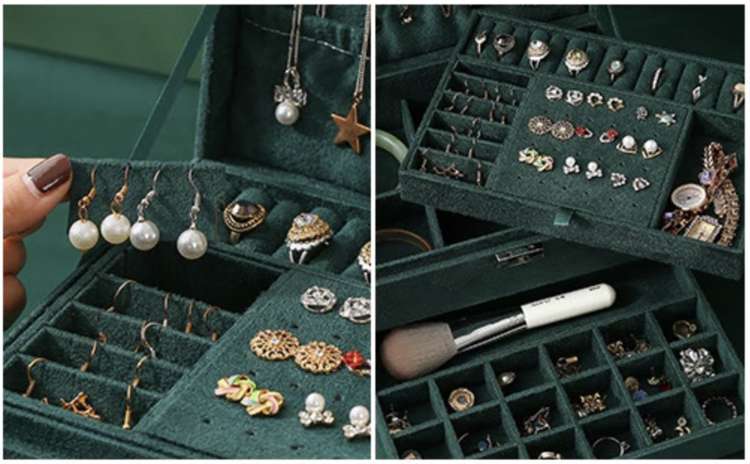 Grønn smykkeskrin – 24,5 × 18 × 11,5 cm