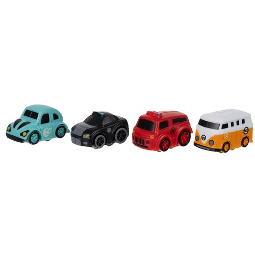 Spennende bilhinderbane – interaktivt lekesett med 4 biler, helikopter og bevegelige hinder