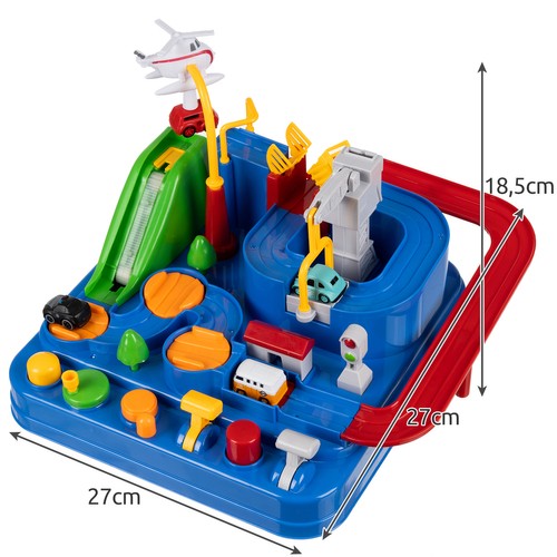 Spennende bilhinderbane – interaktivt lekesett med 4 biler, helikopter og bevegelige hinder