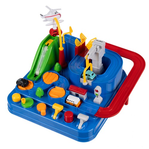 Spennende bilhinderbane – interaktivt lekesett med 4 biler, helikopter og bevegelige hinder