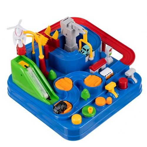 Spennende bilhinderbane – interaktivt lekesett med 4 biler, helikopter og bevegelige hinder