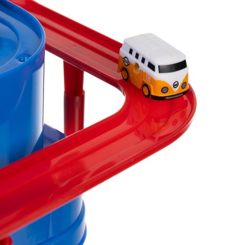 Spennende bilhinderbane – interaktivt lekesett med 4 biler, helikopter og bevegelige hinder