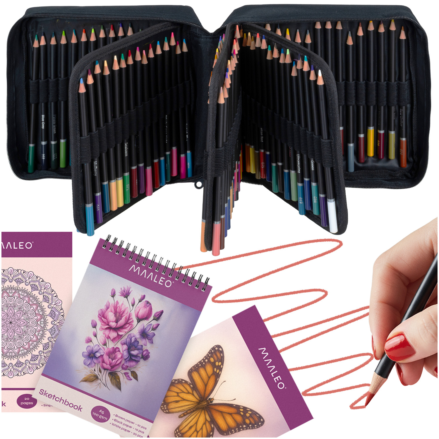 Kreativt Fargekit – 120 Kunstnerblyanter med Skissebok og Bæreetui