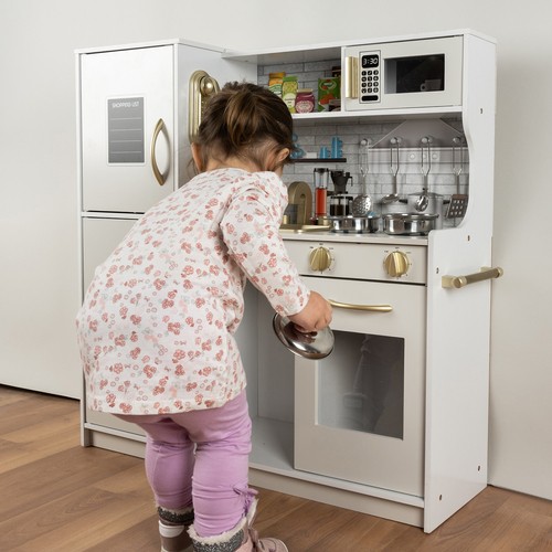 Lekekjøkken i tre med tilbehør – lys- og lydeffekter, 80 × 80,5 × 24 cm
