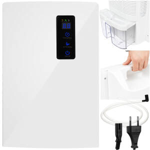 Kompakt 2-i-1 avfukter med stillegående drift og avløpstilkobling – 1,8 L kapasitet