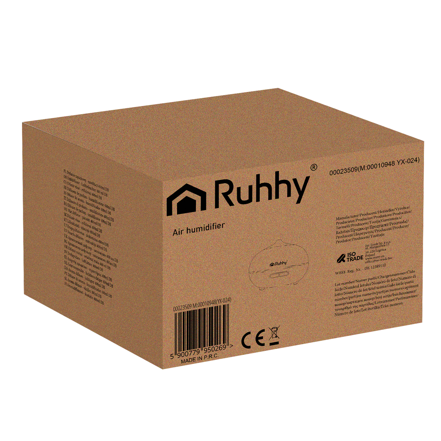 Aroma Luftfukter LB 300 ml – fjernkontroll & LED (brun)