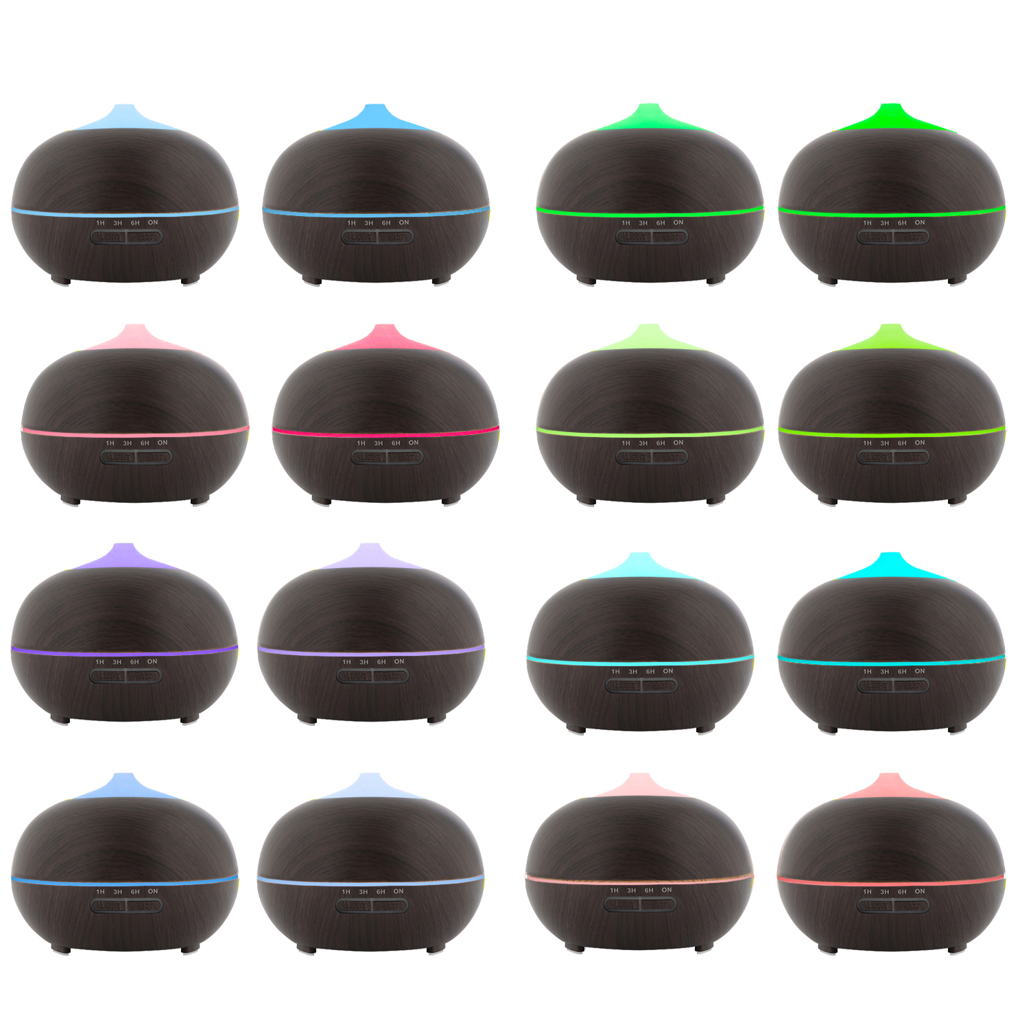 Aroma Luftfukter LB 300 ml – fjernkontroll & LED (brun)