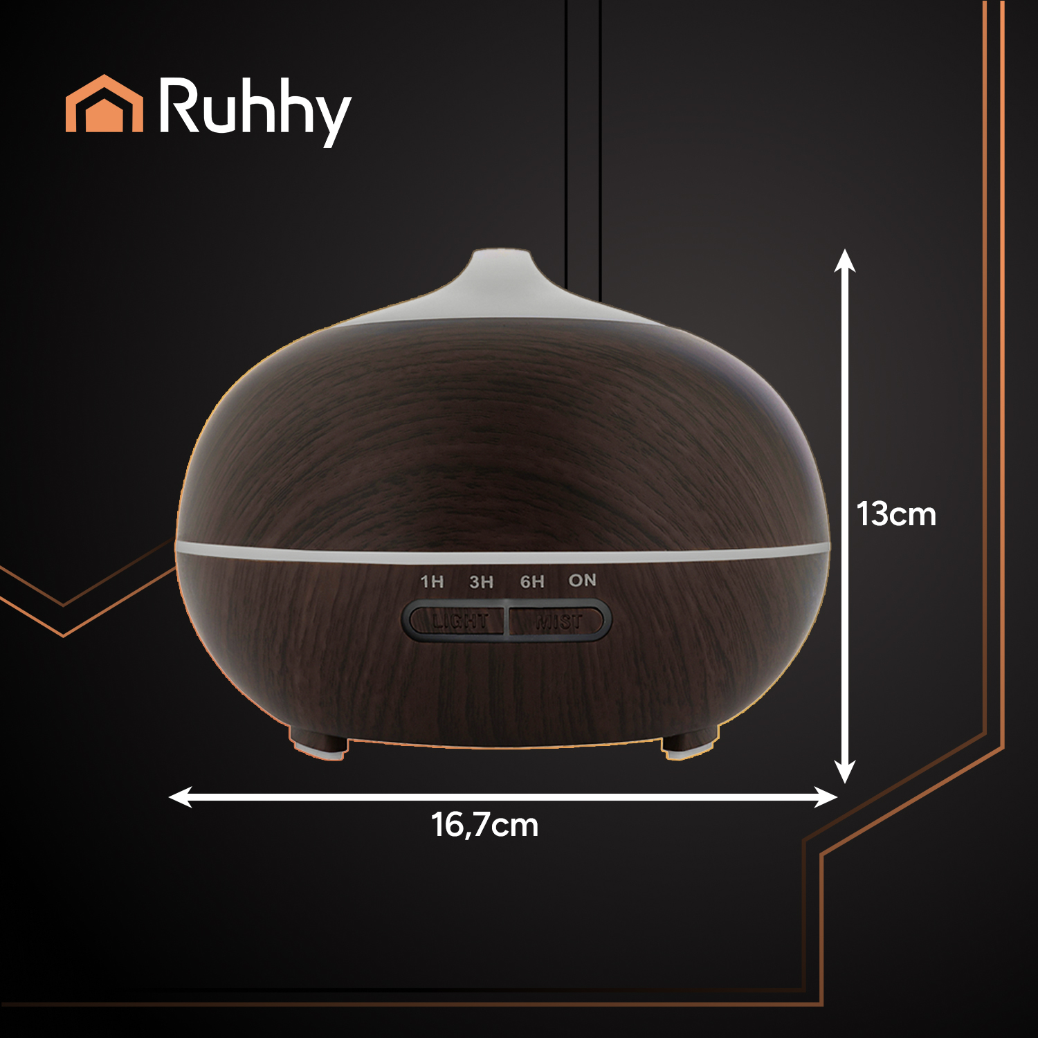 Aroma Luftfukter LB 300 ml – fjernkontroll & LED (brun)