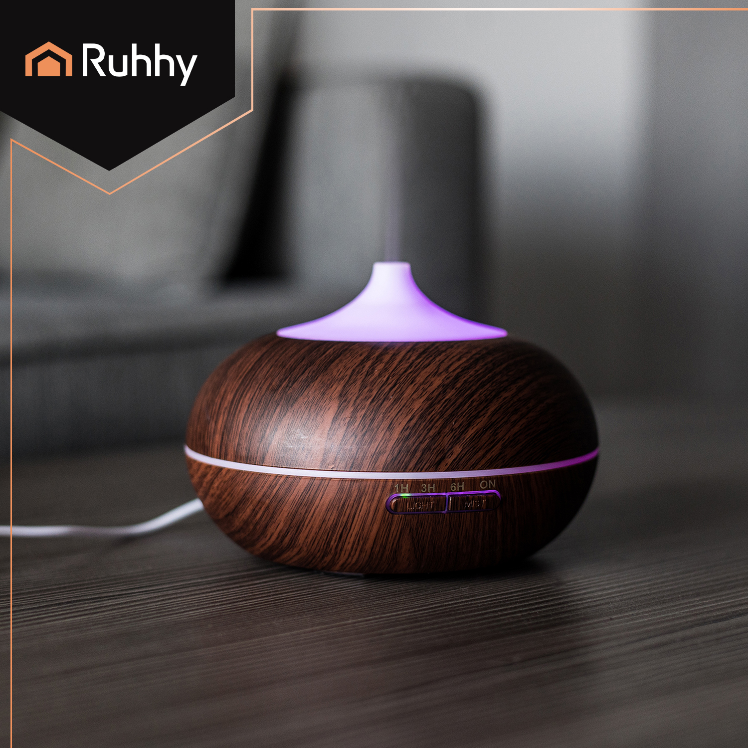 Aroma Luftfukter LB 300 ml – fjernkontroll & LED (brun)