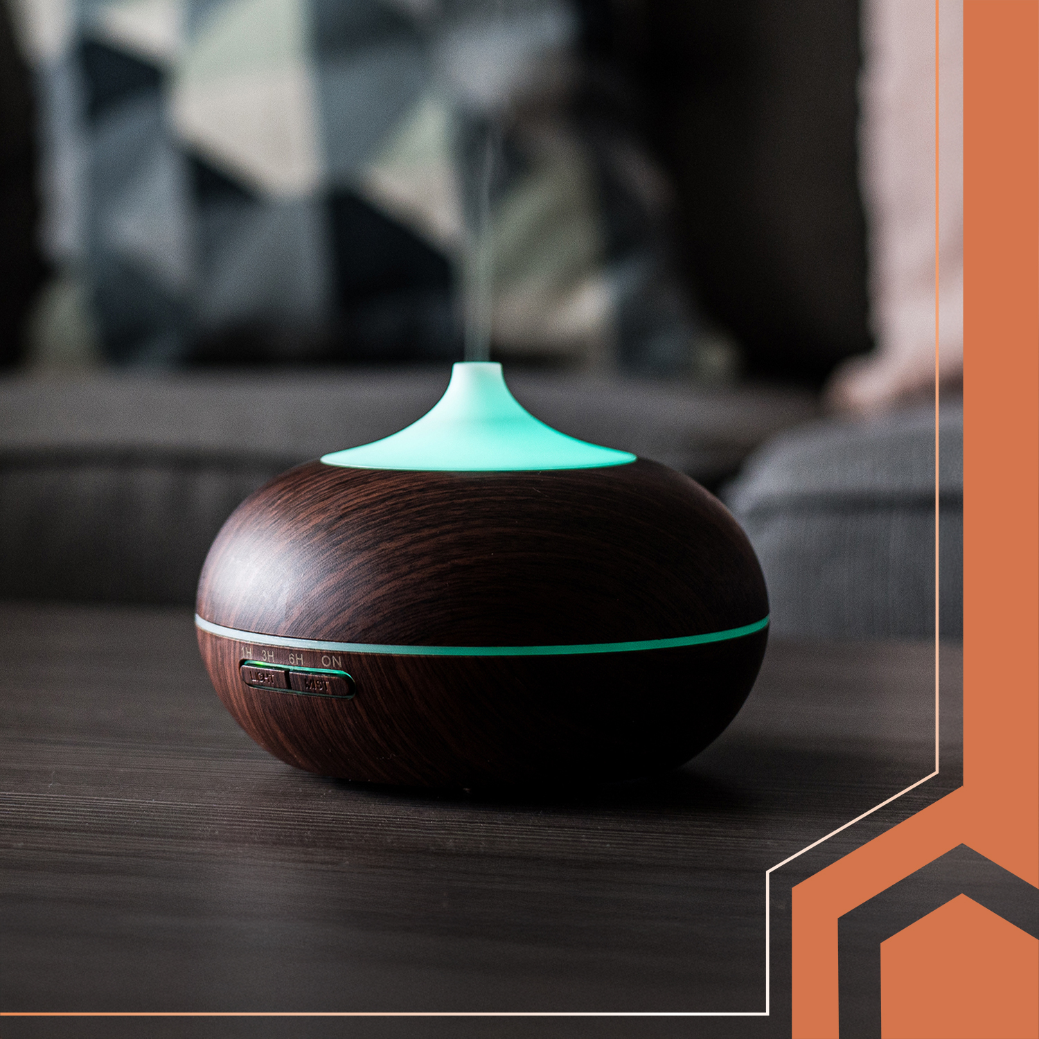 Aroma Luftfukter LB 300 ml – fjernkontroll & LED (brun)