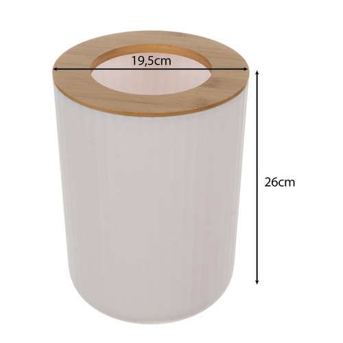 Elegant baderomssett i hvitt & bambus – komplett 6-delt pakke