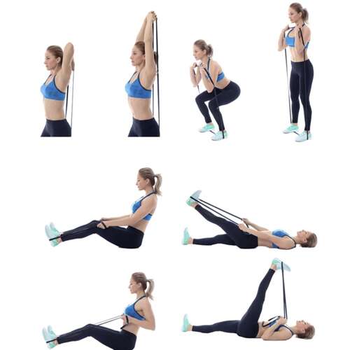 Sett med tykke treningsbånd – 4 motstandsnivåer & dørfeste