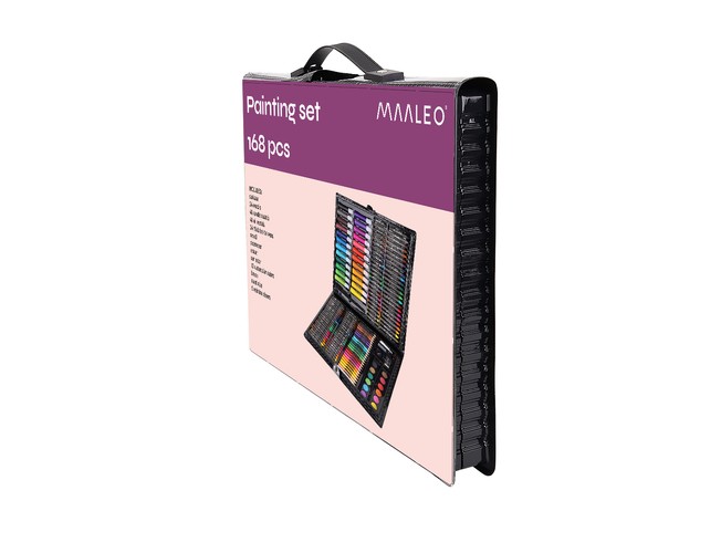 Tegne- og malersett 168 deler – i praktisk koffert