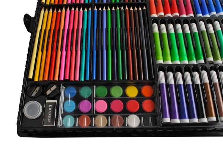 Stort malesett for barn – plastkoffert med 288 male- og tegnetilbehør