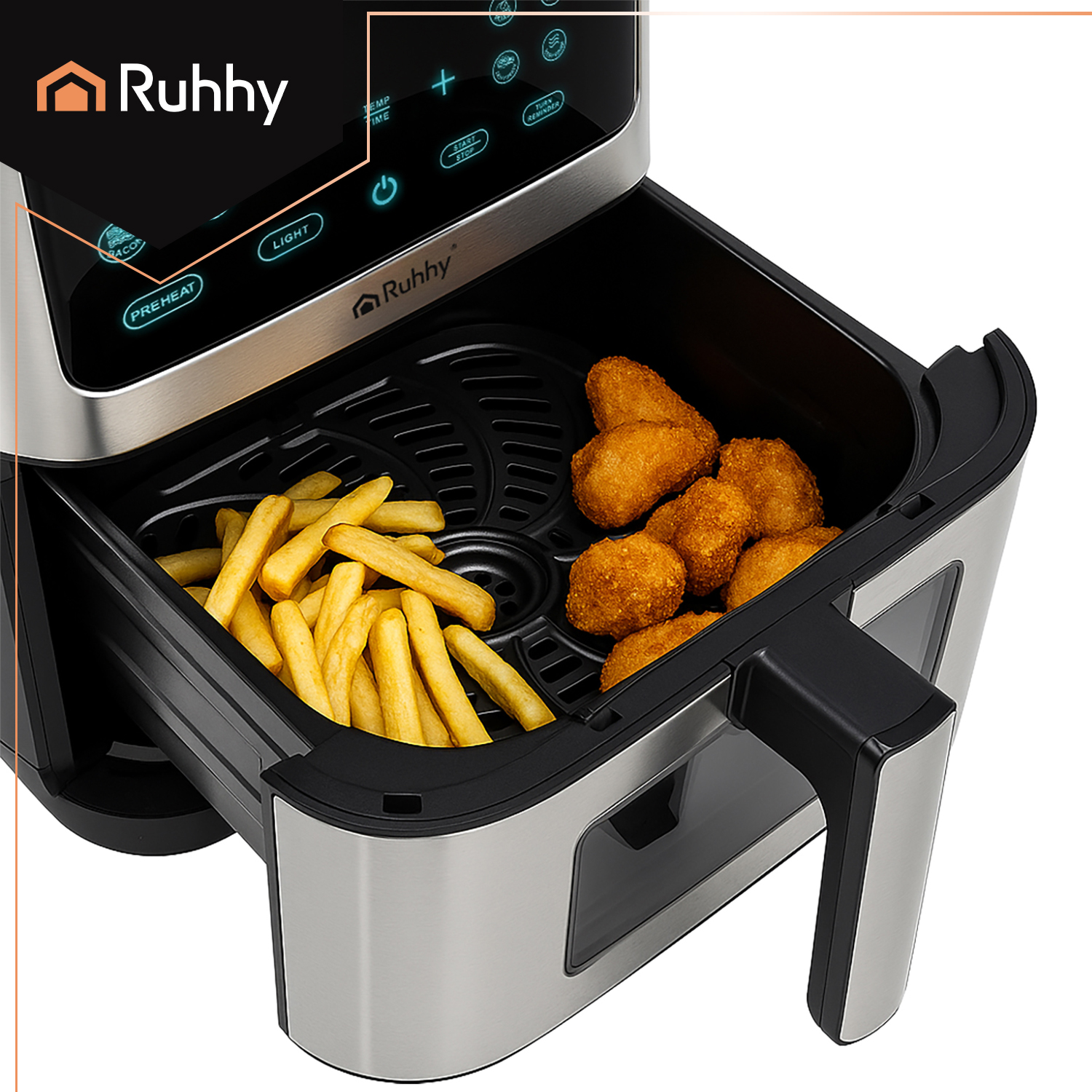 Airfryer XXL 8L – frityrkoker med non-stick-belegg, LED-display og 10 programmer