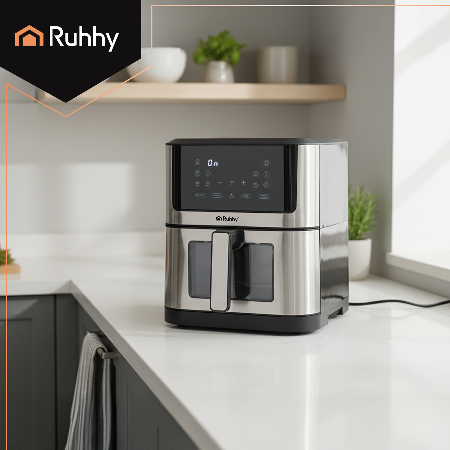 Airfryer XXL 8L – frityrkoker med non-stick-belegg, LED-display og 10 programmer