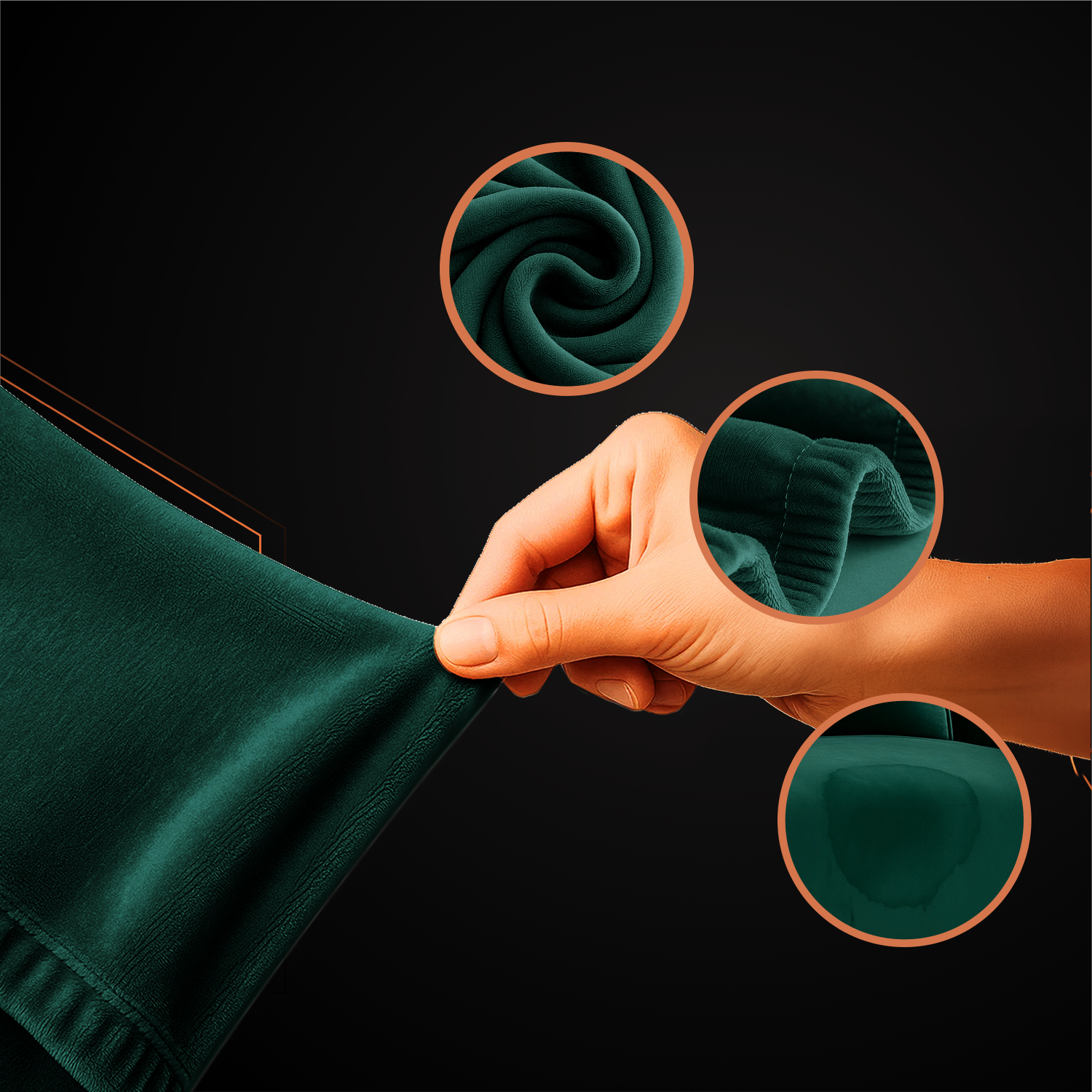 Vannett hjørnesofatrekk i elastisk velur – grønn, passer 190–230 cm