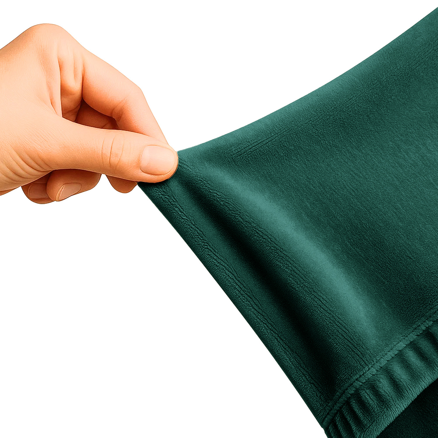 Vannett hjørnesofatrekk i elastisk velur – grønn, passer 190–230 cm