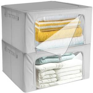 Grå oppbevaringsposer 2-pakning – for klær, sengetøy og dyner, 40×30×20 cm