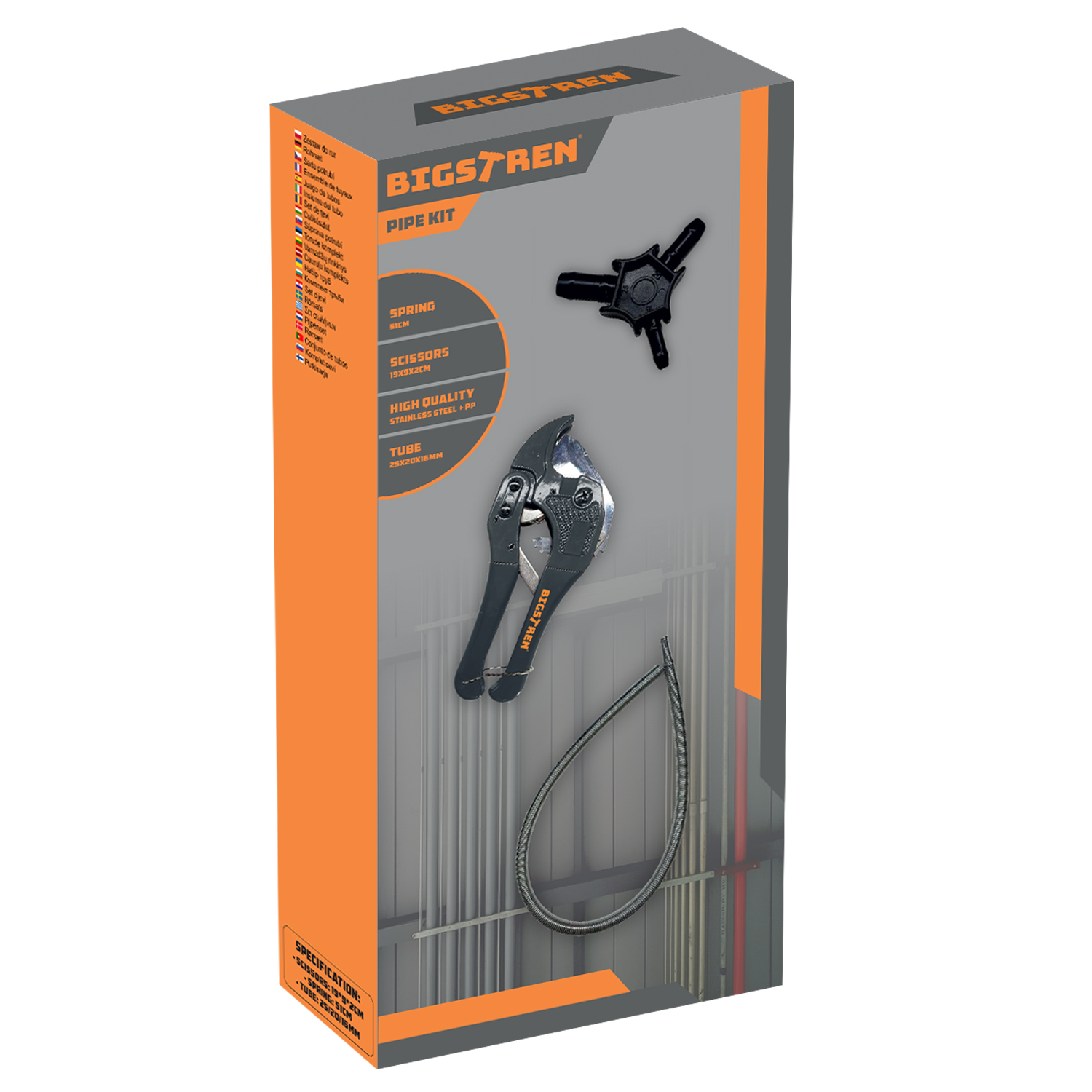 PEX-verktøysett – rørkutter, kalibrator og fjær for presis kutting og enkel montering av rør opptil 42 mm